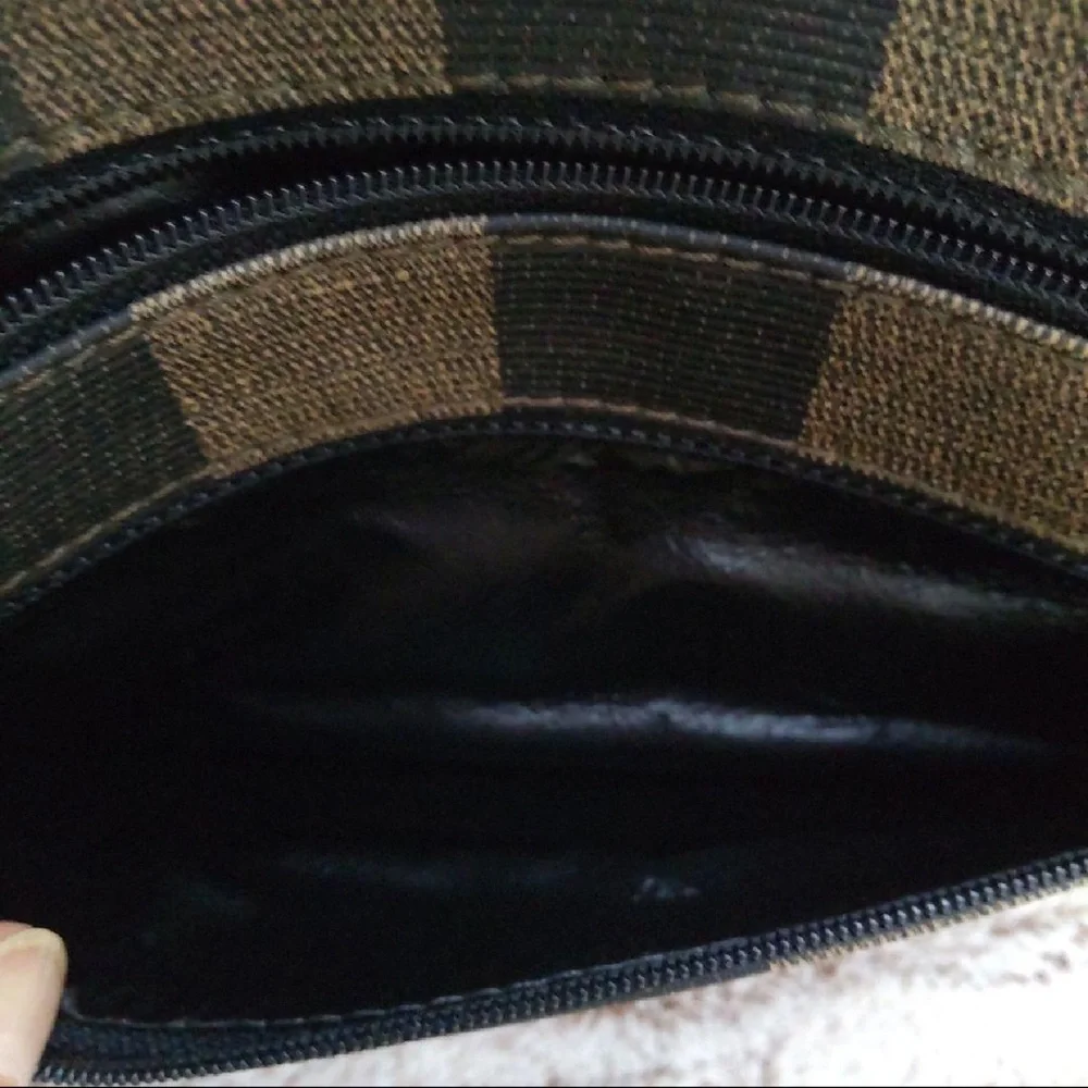 Fendi Vintage Brown Black Canvas Striped Zucca Pouch Clutch - Picture 8 of 11